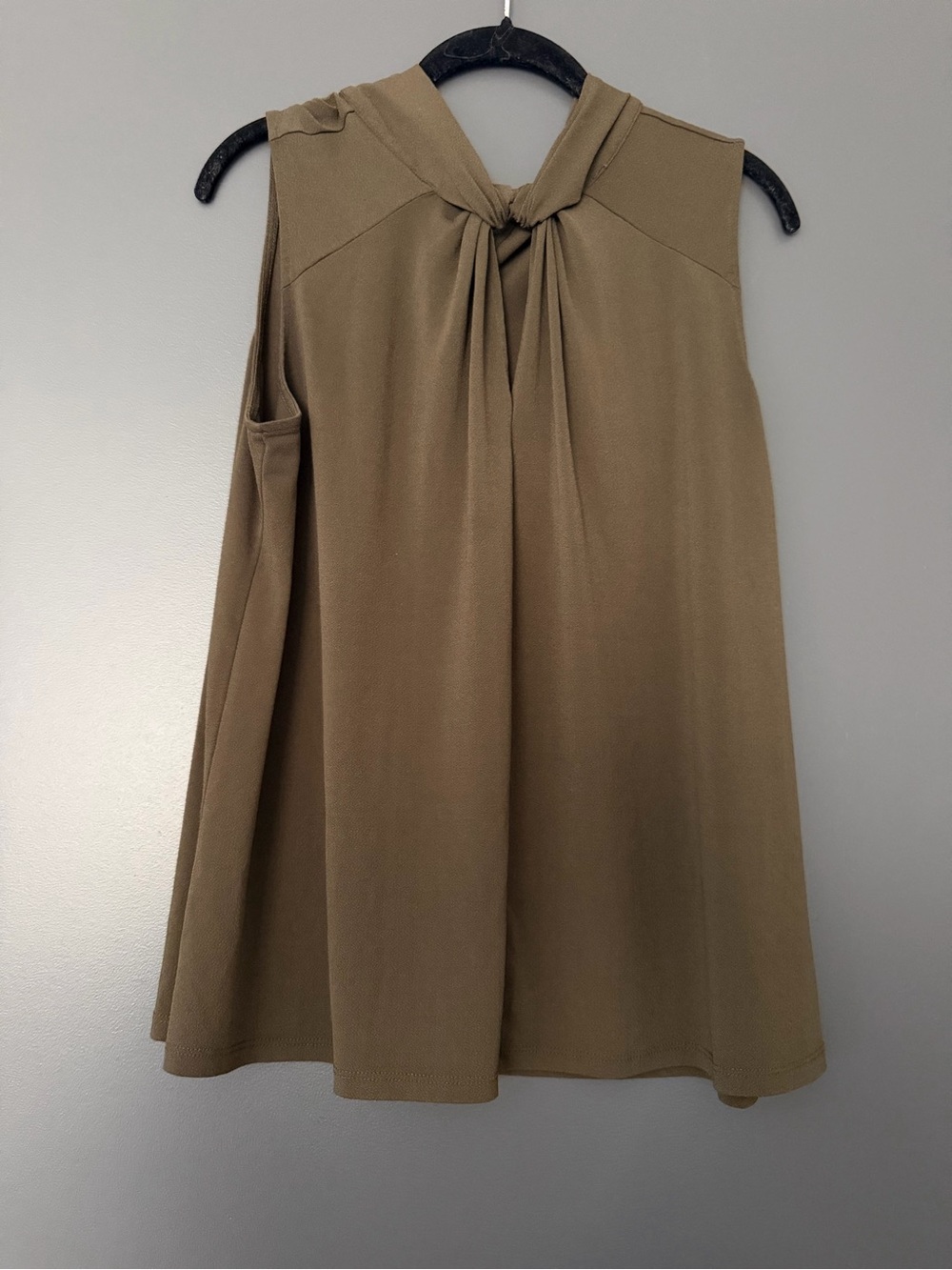 H&M Sleeveless A-Line Knot-Detail Dress Top - Olive Green